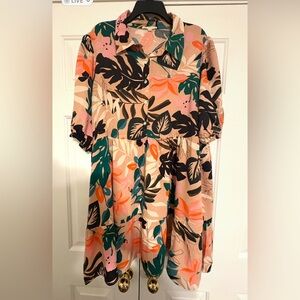 Loralette Multicolor Floral  Dress w/Pockets 18/20